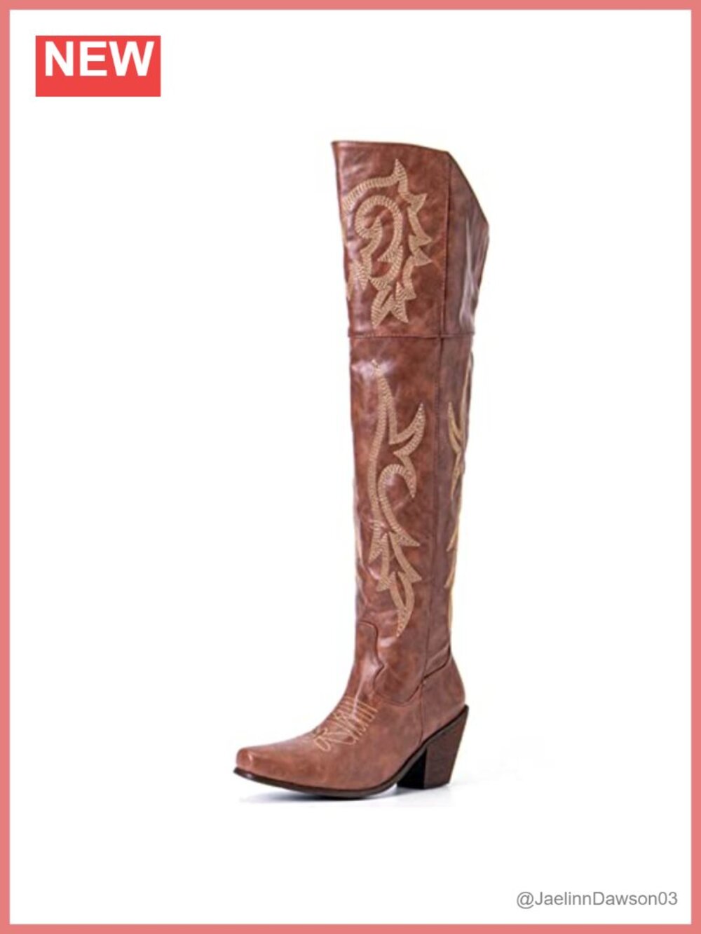 Knee High Boots Pointed Toe Chunky Cork Heel Over The Knee
